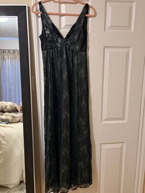 Christian Lacroix Dark Green Lace Maxi Dress